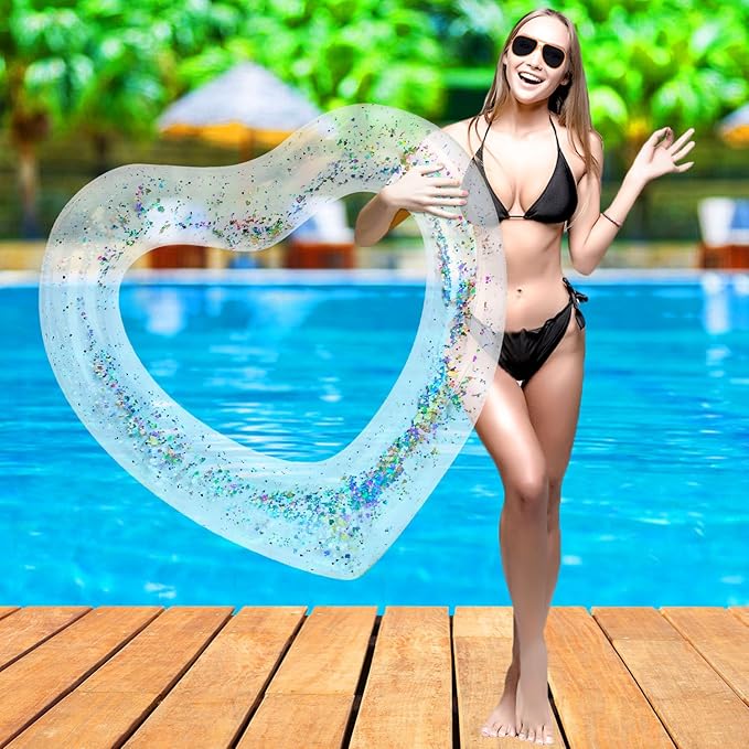 ZHUYNXIR Heart Swimming Pool Float Loungers Tube, Water Fun Beach Party Toys for Kids，Birthday Scene Layout Props.