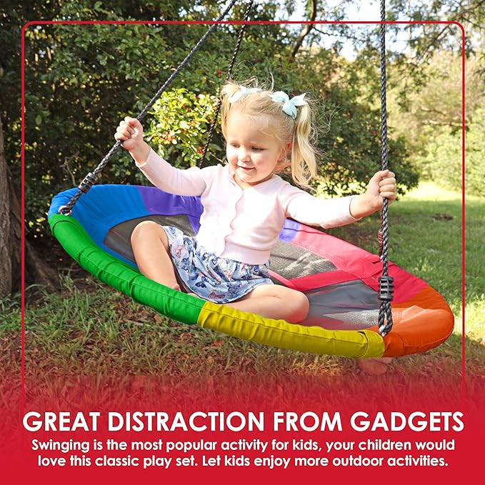 Tree Swing for Kids, Round Swings for Kids Outdoor, Weather Resistant Fabric