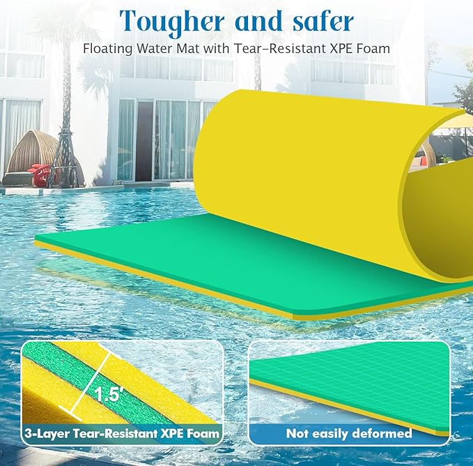 Lily Pad Floating Mat, 7/9/12/18 FT Floating Mat, Pool Float for Water Recreation, Floating Water Mat, 3-Layer Tear-Resistant XPE Foam for Boat, Beach, Ocean, Pool,Lake