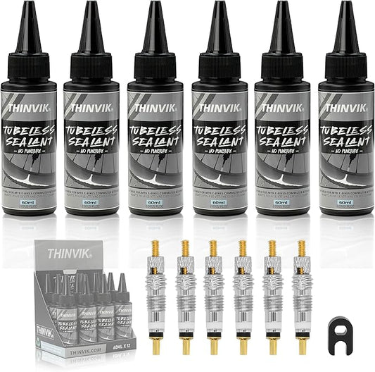Thinvik Tubeless Bike Tire Sealant 60ML(2oz)*2/4/6 Bottles No Puncture Hassle and Leak Prevention for Road Bike MTB CX and Gravel Bicycle Tyres Sealant