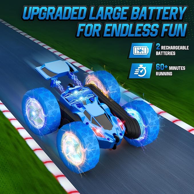 STEM Remote Control Car for Kids Ages 6-12, 4WD RC Stunt Car with LED Wheel Lights & 360° Flips, 2.4GHz Fast Electric Toy for Boys 8-10, Educational Gift for Birthday or Christmas