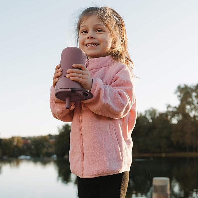 BrüMate Leap 12oz 100% Leakproof Kids Tumbler with Handle and Silicone Soft Straw | Drop Resistant Silicone Sleeve | For Kids 4+ | Insulated Stainless Steel | Cup Holder Friendly | 12oz (Rose Taupe)