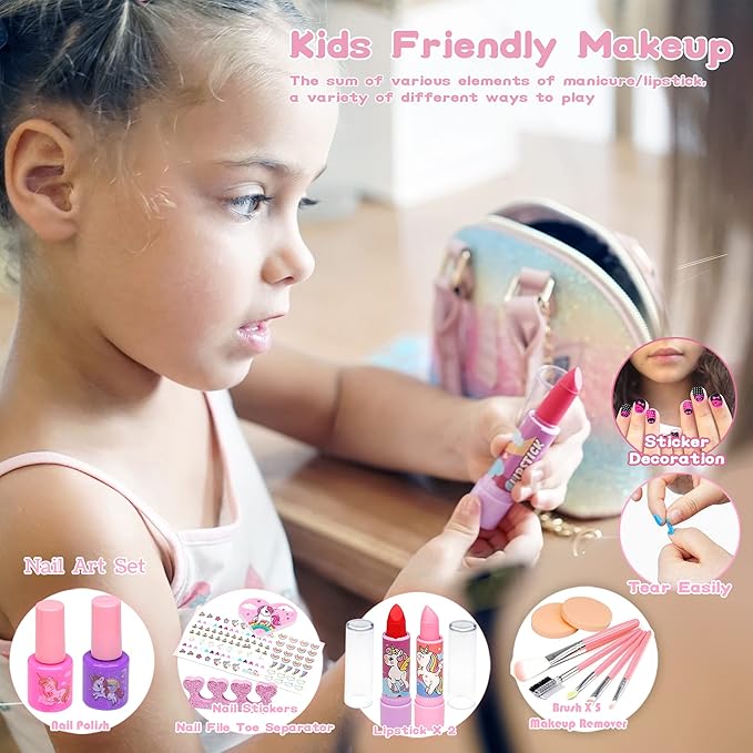 Kids Makeup Sets for Girls - Kids Makeup Sets for Girls 5-8, Maquillaje para Niñas, Play Make Up Kit, Best Toys for Little Girl,Princess Toddler Kid Stuff, Ages3456789 10 Year Old Girl Birthday Gifts