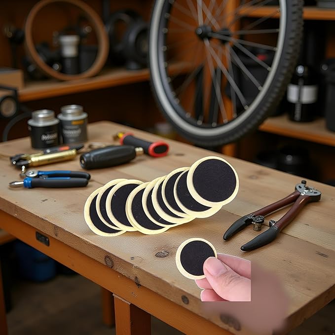 24Pcs Black Bike Tire Patch Kit,Glueless Bike Repair Patch, Round Bike Tube Patches, Bikes Tire Repair Kit,Bike Inner Tube Repair Kit, Bike Patch Kit for Road and Mountain, Cycling,Tires and Tubes