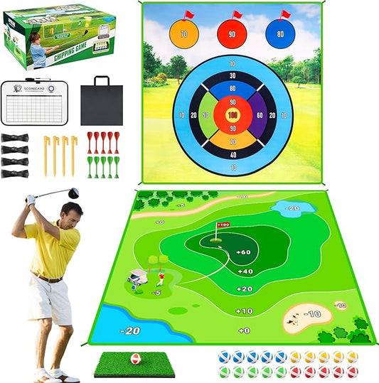 Golf Chipping Practice Mat for Backyard Games, Battle Golf Hitting Mat for Swing Training, Fun Golf Party Game, Perfect for Outdoor Activities