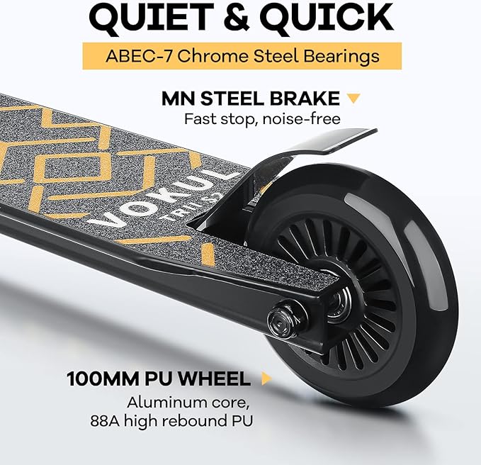 VOKUL S2 Pro Scooters for Kids Age 6-12 | Colorful Stunt Scooter for Beginners Teens | Trick Scooter for BMX Freestyle Tricks (Gold)