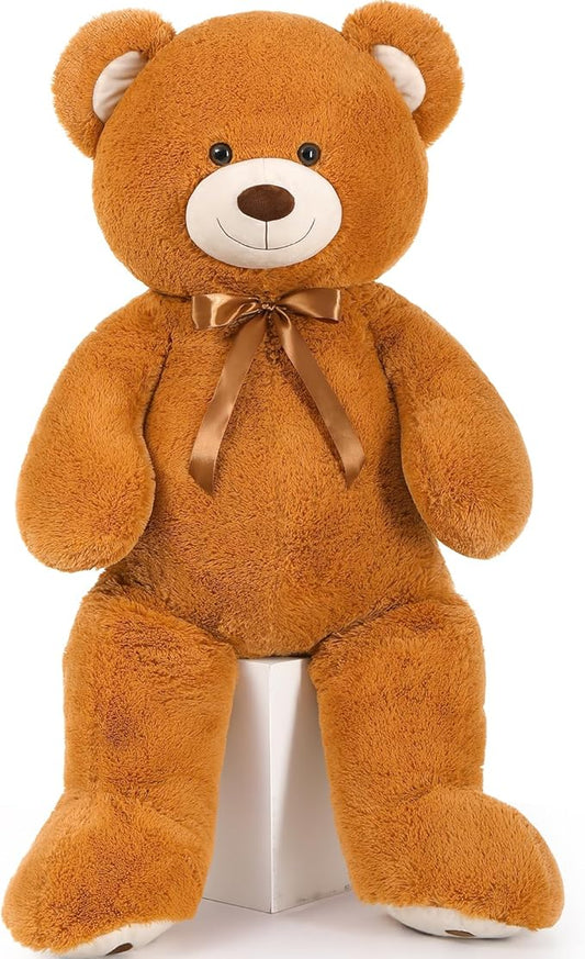 MorisMos 47inch Giant Teddy Bear Stuffed Animal 4ft, Big Teddy Bear Plush for Baby Shower, Life Size Stuffed Bear Gifts for Kids, Girls, Girlfriend, Women on Valentine, Christmas, Birthday（Brown）