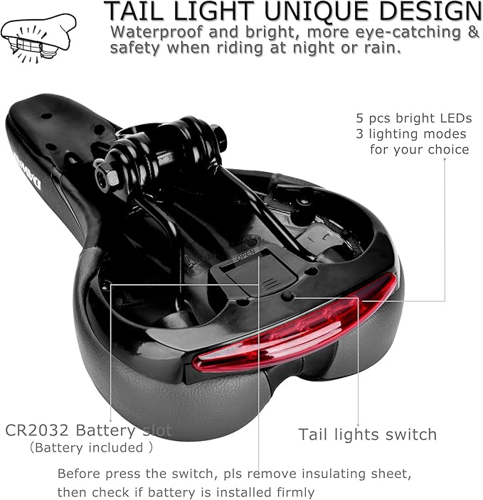 DAWAY Comfortable Men Women Bike Seat - Soft Memory Foam Padded Bicycle Seat, Bike Saddle Replacement with Wide Cushion for Peloton, Mountain & Exercise Bikes, Shock Absorbing, Waterproof, Universal