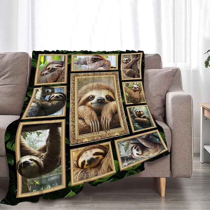 Sloth Blanket Fleece Soft Warm Plush Sloth Throw Blanket Lightweight Plush Fuzzy Cozy Blankets for Lover Kids Adult Suitable for Couch Sofa Bed 50"X40"