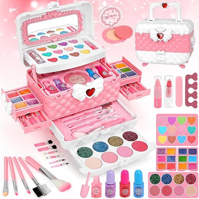 Kids Washable Makeup Kit Girl Toys for Gifts, Teensymic Toys for Girls Princess Birthday Gift Play Make Up Toys for Girls Toys Age 4 -12
