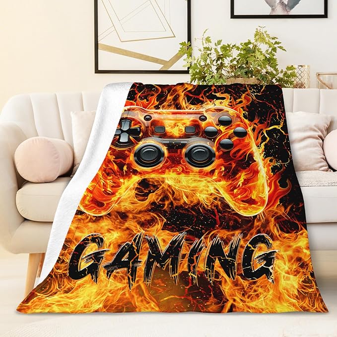 Boys Gaming Blanket Gift Game Throw Blankets for Kids Teens, 50x60 Inches Warm Soft Cool Decor Throw for Sofa Couch Bed Office