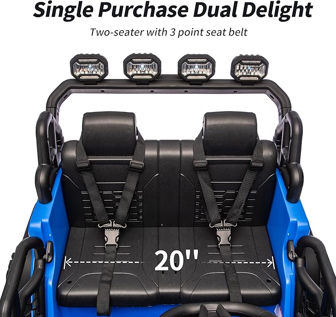 2 Seater Ride on Electric Car, 12V Ride on Toy Car for Kids 4-8 w/Remote Control, EVA Tires - Blue