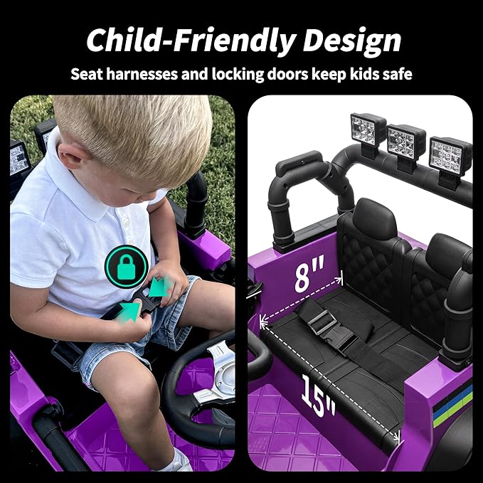 24V Kids Ride on Car, Kids Electric Vehicles Car Ride on Toy Truck for Toddlers 3-5 w/Remote Control, 400W Motor - Purple