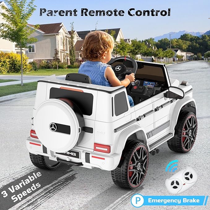 ANPABO 12V Ride on Car for Kids, Ride on Toys for Toddlers w/Parent Remote Control, LED Headlights, Music Player & Horn, Soft Start, Low Battery Prompt, Kids Electric Vehicle, White