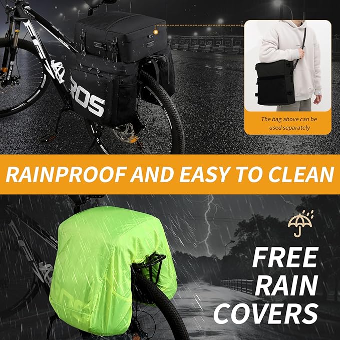 Roswheel Bike Bag Accessories Panniers for Bicycle Rear Rack Bag 50L Waterproof Mountain Electric Bike Saddle Bags for Cycling Traveling Commuting