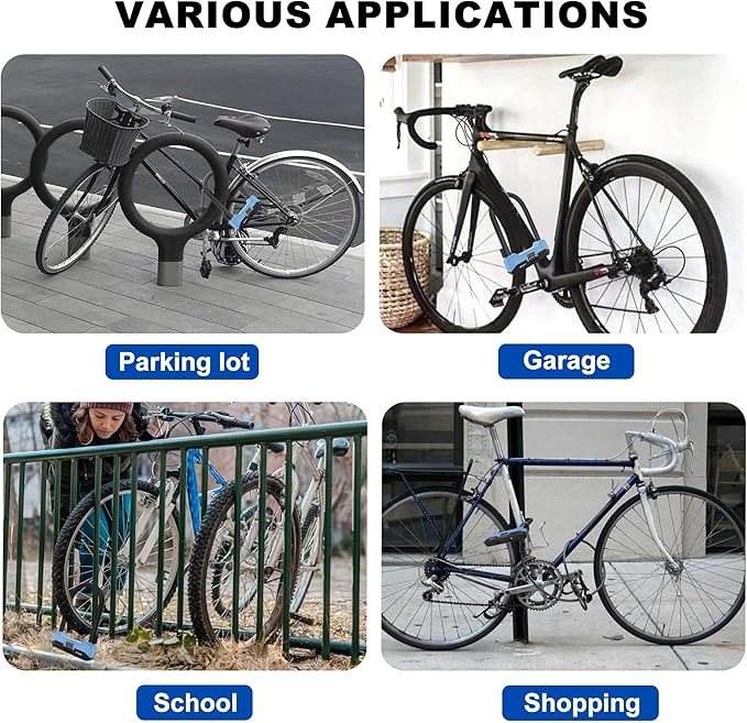 NDakter Bike Locks Heavy Duty Anti Theft，18mm Bicycle Combo U Lock with 5FT Cable, 4-Digit Resettable Combination Electric Scooter Lock with 2Keys and Bracket for Tricycle, Moped, Motorcycle (Blue)