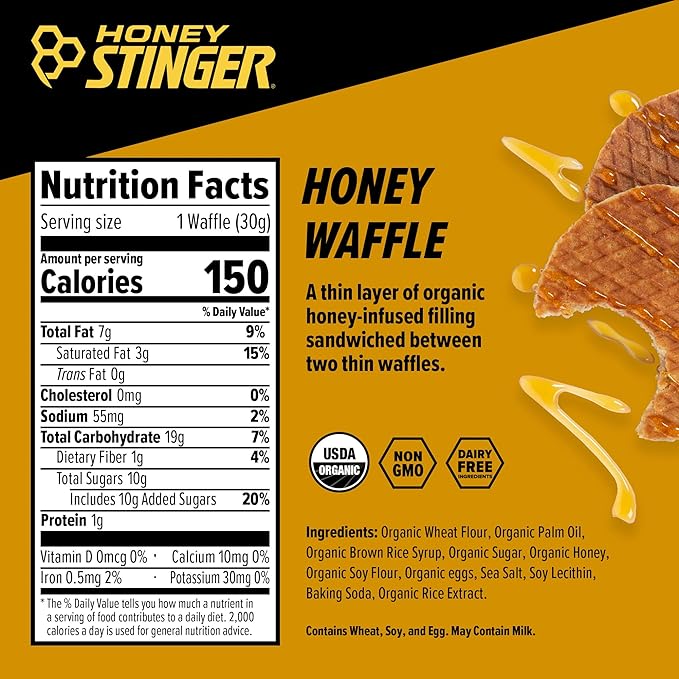 Honey Stinger Organic Energy Waffle Variety Pack, 12 Honey Waffles and 6 Vanilla, Nutritious Stroopwafel Snack for Exercise, Endurance and Performance