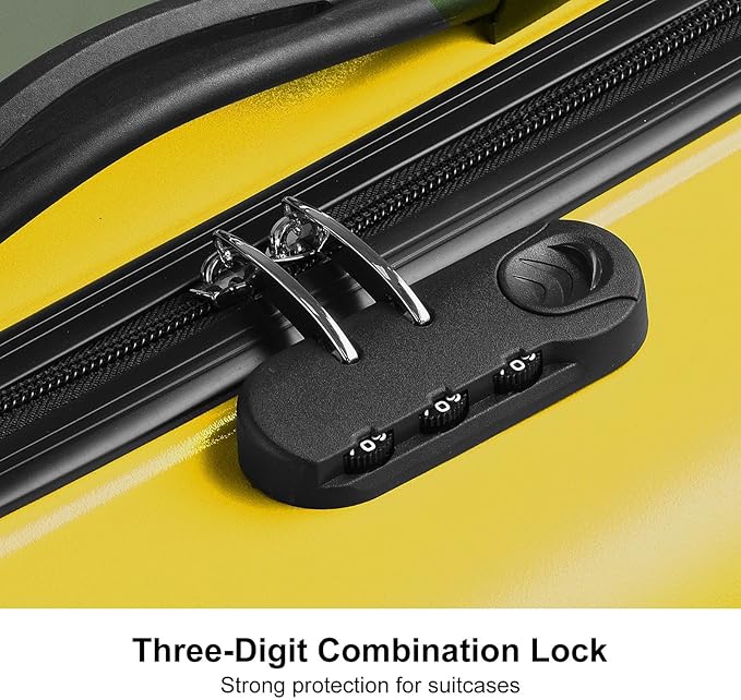 20 Inch Ride On Kids Suitcase with Wheels, Ride on Luggage with Pedal, Hardshell Kids Suitcase Adjustable Safe Harness, ABS+PC, Up To 100 Lbs, Yellow