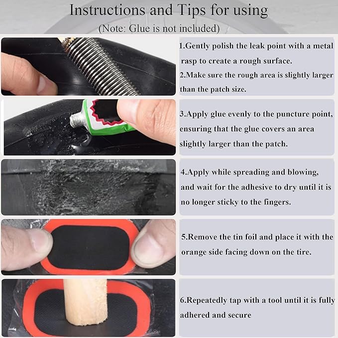 Bike Tire Patch Kit，Bike Repair Patch Bicycle Inner Tire Patch Repair Tool Kit for Road Mountain Bike Motorcycle