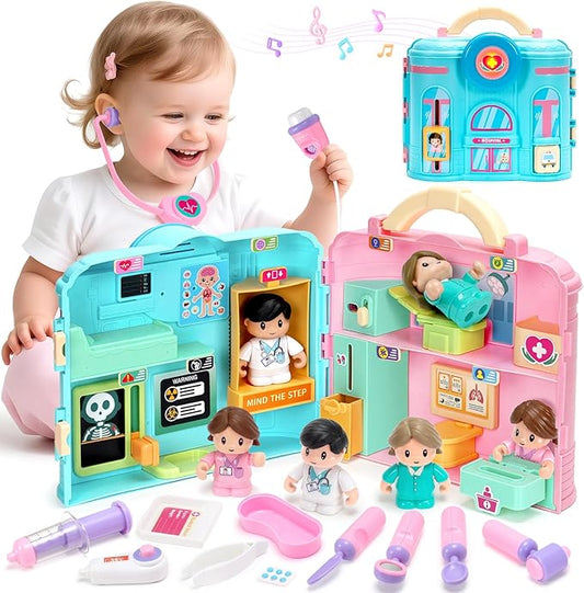 Doctor Kit for Toddlers 1-3, Doctor Pretend Playset with Carrying Case, Role Play Doctors Toys for Girls Ages 1 2 3 Years Old, Christmas Birthday Gift for Girl Kids, Girl Toys for Ages 1-2