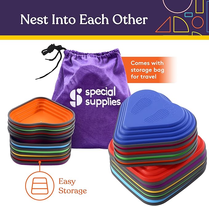 Special Supplies 10 Stepping Stones for Kids Indoor and Outdoor Balance Blocks Promote Coordination, Balance Strength Child Safe Rubber, Non-Slip Edging