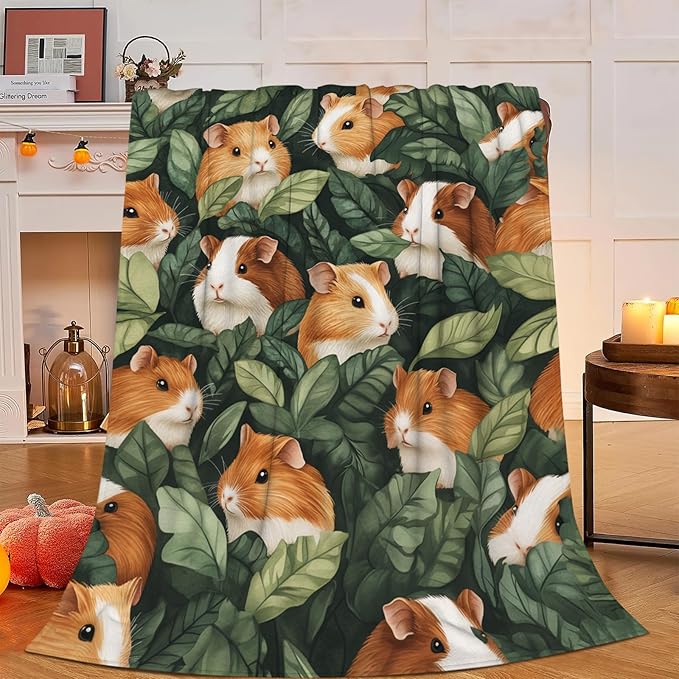 Guinea Pig Blanket, Guinea Pigs Printed Throw Blanket, Pet Gifts Blankets Stuff Fleece Flannel Plush for Women Men Boys Girls Lovers Adults Soft Bedding for Sofa Bed Office Home Decor 80"x60"