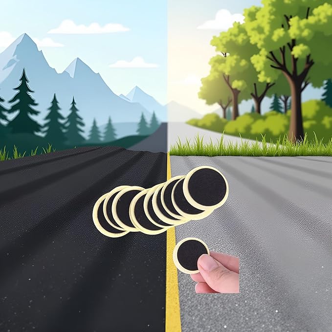 24Pcs Black Bike Tire Patch Kit,Glueless Bike Repair Patch, Round Bike Tube Patches, Bikes Tire Repair Kit,Bike Inner Tube Repair Kit, Bike Patch Kit for Road and Mountain, Cycling,Tires and Tubes