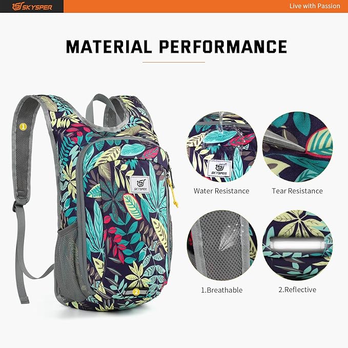 SKYSPER Small Daypack 10L Hiking Backpack Packable Lightweight Travel Day Pack for Women Men