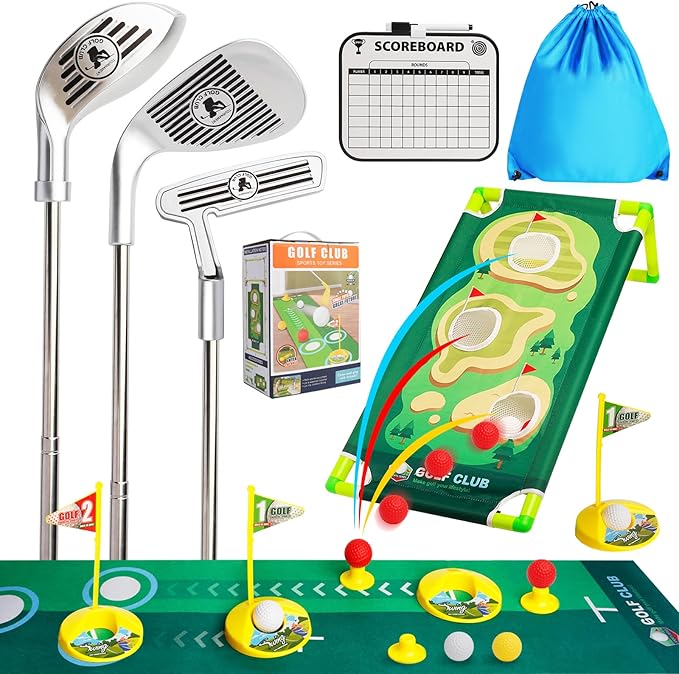 Toddler Golf Clubs Set - Upgraded Kids Golf Toys, Adjustable Toddler Golf Set with Scorecard, Storage Bag, Indoor and Outdoor Yard Game Gifts for 2 3 4 5 6 7 8 Year Olds Boys Girls