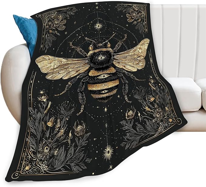 Bee Blanket Bumblebee Animal Throw Blankets Gifts for Girls Boys Kids Bee Lover Soft Cozy Fleece Plush for Couch Sofa Bed 80"x60"