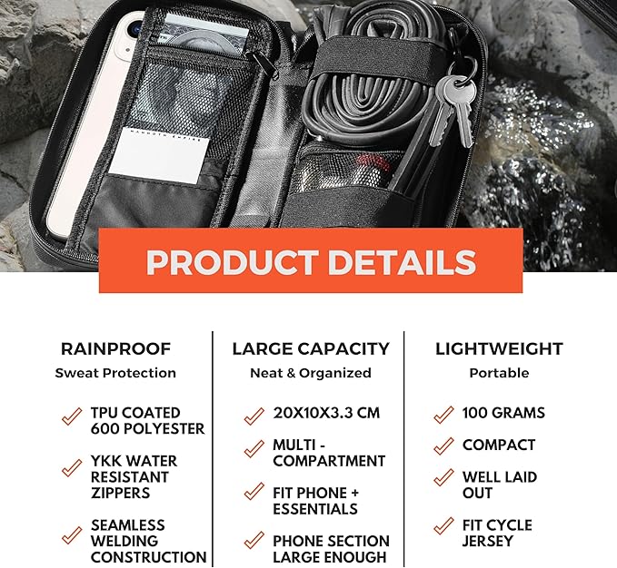 Cycling Wallet Multi-use Waterproof Phone Pouch Bike Wallet Bike Pouch Edc Pouch Organizer Bike Cellphone Waterproof Pouch Travel Wallet For Bicycle Bike Phone Pouch For Bike, black