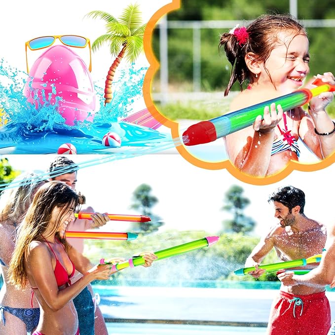 15pcs Water Shooter Blaster Squirt Guns Toys,Shoot Up to 35 Feet,16.5inch Water Spray Gun for Kids,Adults Summer Water Fighting,Swimming Pool,Beach Games,Colorful,Two Spray Holes