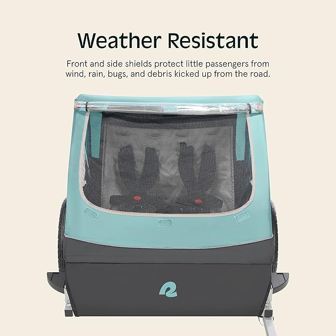 Single & Double Passenger Children’s Foldable/Collapsible Tow Behind Bike Trailer with 16" Wheels, Safety Reflectors & Rear Storage Compartment