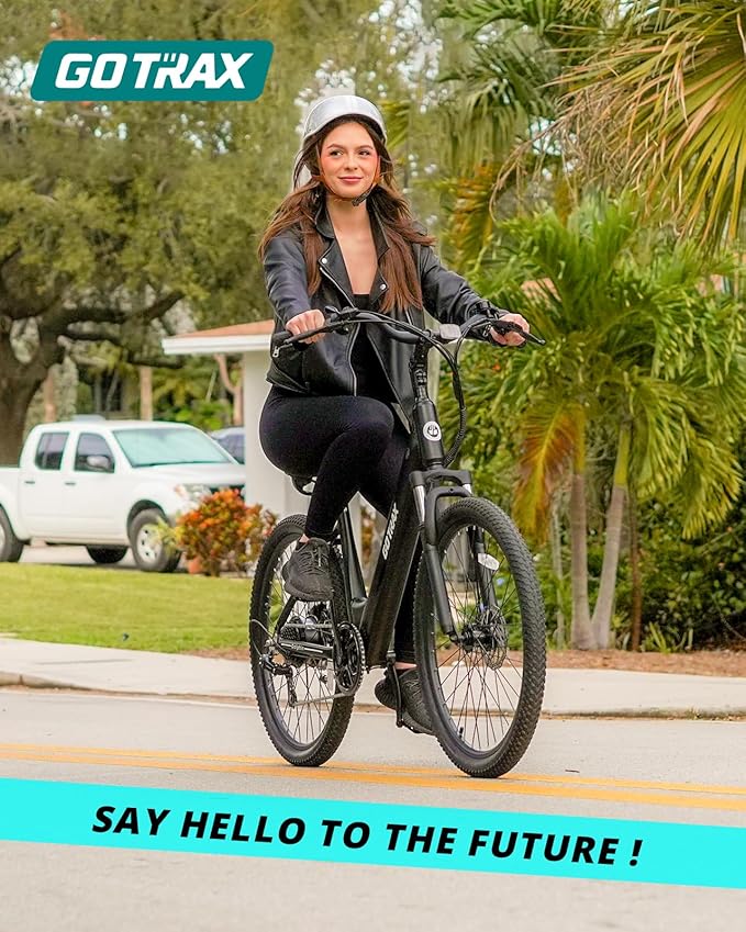 Gotrax Dolphin 26" Electric Bike, Max Range 30Miles(Pedal-assist1) & 20Mph Power by Peak 500W, 5 Pedal-Assist Levels & Front Suspension, 7-Speed&Boost Mode, City E-Bike for Adult, Step-Thru Bicycle