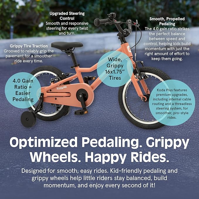 Retrospec Koda Plus Kids Bike for Boys & Girls Ages 4-6 Years - 16" Children's Bicycle, Adjustable Seat & Handlebars