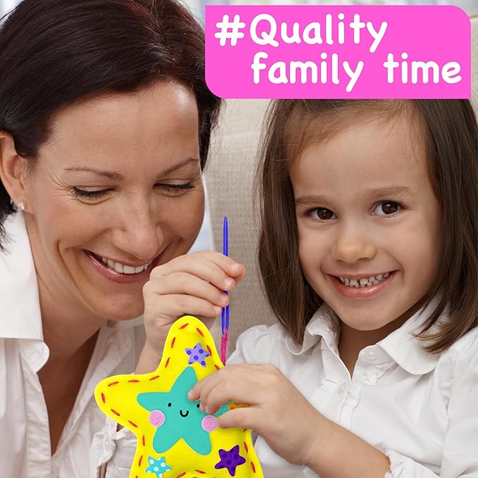 EZCRA Easy Arts and Crafts for Kids - No Mess Sewing Kit for Kids - 4 Easy to Do Unicorn Sewing Projects - Fun Felt Stickers - Tools with Instruction - Gifts for Girls Age 4,5,6,7,8