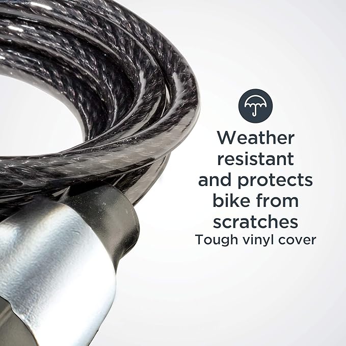 Schwinn Bike Cable Lock, Braided Steel | Security Level 1 | 6 Feet x 8mm | 2 Keys Included | Pack of 3