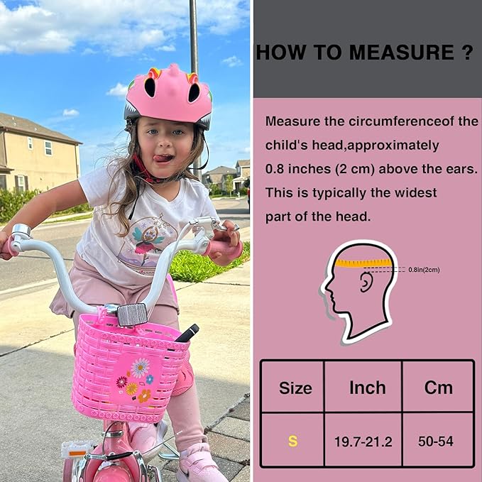 Toddler Helmet Kids Bike Helmet for 2 3 4 5 6 7 8 Years Old Girls with 3D Dinosaur Design Protective Gear Set and Safety Certified, Toddler Bike Cycling Skating Skateboard Scooter Helmet