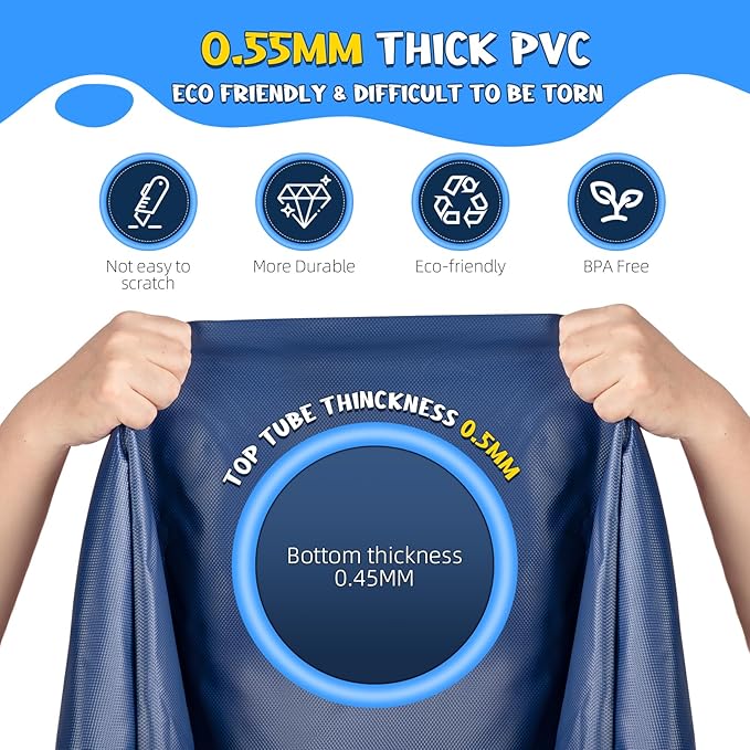 Non-Slip Splash Pad for Kids and Dog, 80" Extra Large Baby Play Mat, Dog Pool Toys, Thicken Sprinkler Pool Summer Outdoor Water Toys for Ages 3-12 Boys Girls, Parent-Kids &Games Fun Backyard (Blue)