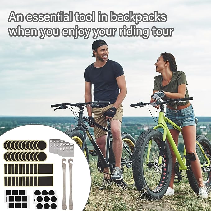 70 Pcs Bike Tire Repair Kit Contains 24 Pcs of Vulcanized Tire Patch