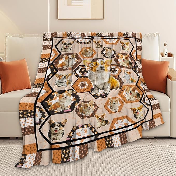 Corgi Throw Blanket Corgi Puppy Stuff Gifts for Dog Lover Kids Girls Boys Adults Women Men Soft Cozy Warm Plush Fluffy Fuzzy Fleece Blanket Decor 40''X50''