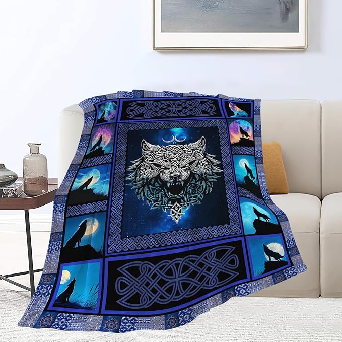 Wolf Throw Blanket Wolf Stuff Gifts for Kids Girls Boys Adults Women Men Soft Cozy Warm Plush Fluffy Fuzzy Fleece Blanket Decor 50''X60''