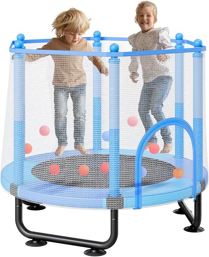 VEVOR 5FT Trampoline 50"/55"/56 * 35" for Indoor/Outdoor use for Toddlers, Foldable Mini Baby with Foam Handle, Recreational Birthday Gift