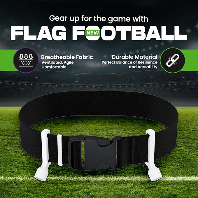 Gameday Flag Football Set – Kits for 2–14 Players w/Belts, Agility Cones & Carry Bag – Available in Multi Colors & Sizes