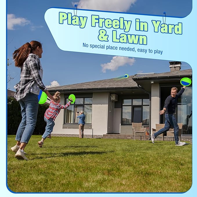 Toss and Catch Ball Game Set - Classic Kids Outdoor Indoor Activity Toys - Great Games for Beach Pool Yard Camping - Sticky Paddle Ball Toy Gift for Toddlers Boys Girls 3 4 5 6 7 8 9 10 11 12 Year Old