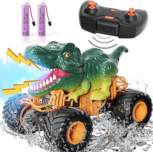 Bennol Remote Control Dinosaur Car Toys for Kids Boys 3-5 4-7, 2.4GHz RC Dino Car Toys with Light, Sound & Spray, Indoor Outdoor All Terrain Electric RC Truck Gifts for 3 4 5 8 10 12 Boys Kids