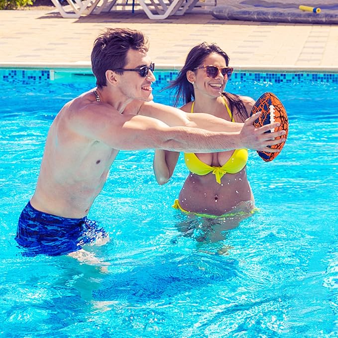 Jasonwell Pool Beach Water Football - 2 Pack Waterproof Football Strong Grip Fun Pool Toys Games for Swimming Pools Beach Lake Park Backyard Outdoor Play for Kids Children Teens Adults Family