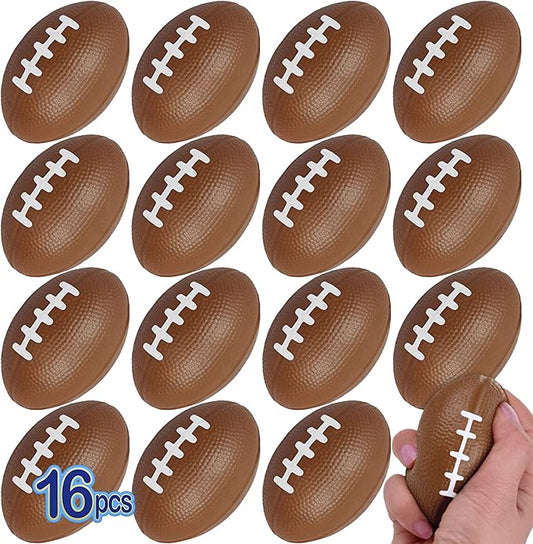 AnapoliZ Mini Foam Footballs 16 Pcs Pack | 3.25” Inch Party Favor Balls | Mini Football Stress Balls Bulk | Football Party Decorations | Big Game Party Decorating Footballs | Small Foam Footballs