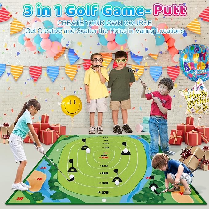 Golf Chipping Game - Upgrade Golf Toys for Kids, Perfect Outdoor Games for Kids Golf Game & Practice（Green）