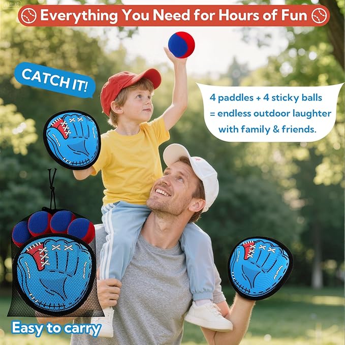 Toss and Catch Ball Game Set with Kids Baseball Glove - Fun Outdoor Toys for Boys & Girls Ages 3 4 5 6 7 8 9 10+ Family Sports Play & Birthday Gifts